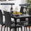Dining Table and Chair Set, Table & 4 Black Chair 4