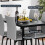 Dining Table and Chairs Set, Table & 4 Grey Chair 4