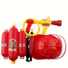 Rollenspiele für das Spielen von House, einschließlich Feuerwehrmützen, Wasserpistolen und Requisiten für Bühnenaufführungen.