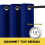 (NAVY, 90" Width x 90" Drop) Thermal Blackout Eyelet Ring Top Curtains Pair + Tie Back 3