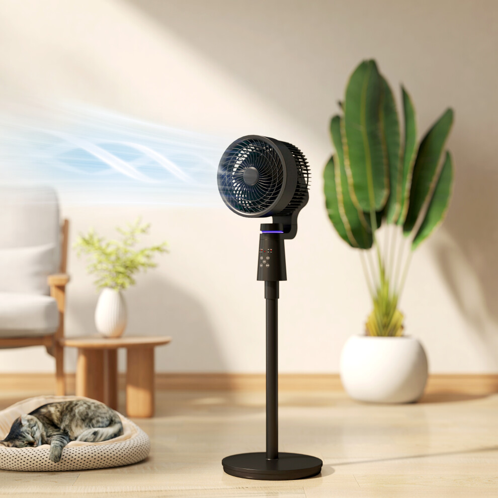 Homcom Pedestal Fan, Air Circulation Fan With Oscillating, Tilt, Black