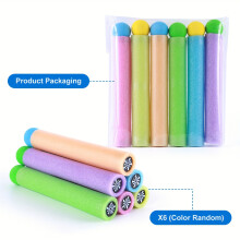 6-Pack-Schaumstoff-Wassersprühgeräte, längst leckere Kunststoffwasserpistole, farbenfrohe Ausziehdesign für Kinder und Erwachsene