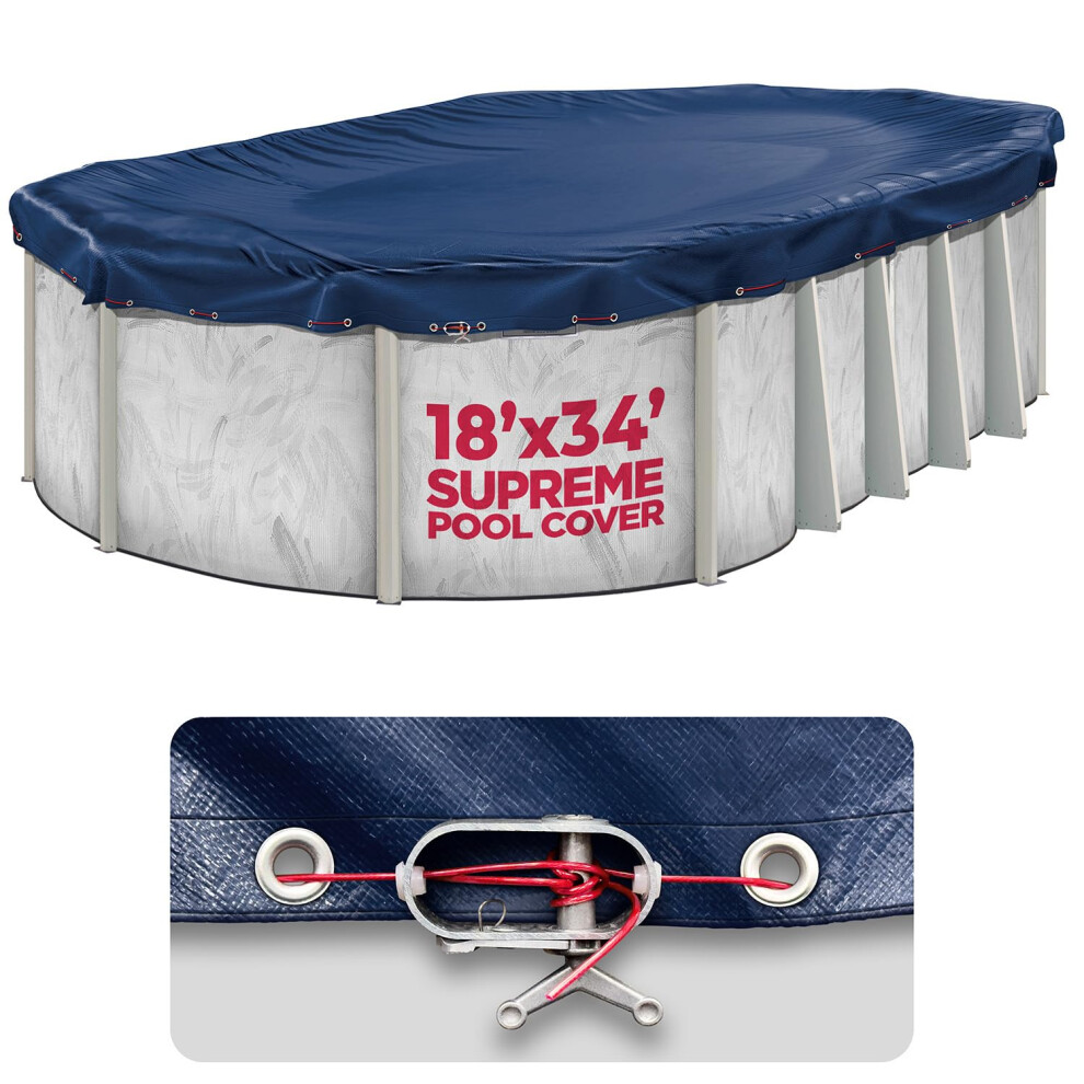 18 x 34 ft Oval Pool Covers for Above Ground Pools  Oval Winter Pool Cover  Swimming Pool Cover  Keeps Out Debris  Cold and UV Resistant  Supreme Mesh