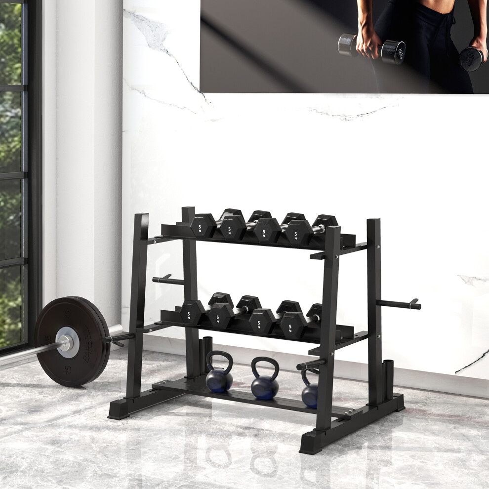 Sportnow 3-Tier Dumbbell Rack For Dumbbells, Kettlebells&Plates (Rack Only)