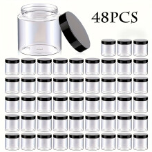 48pcs 4oz Plastikgläser mit Deckel und Etiketten - klare runde Mehrzweckbehälter, Flip -Top, handwaschbar für Lotionen, Cremes