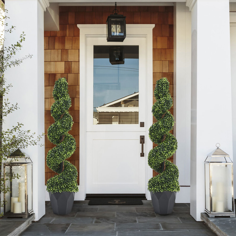 2 Pack Artificial Plants Topiary Spiral Boxwood Trees, 120CM