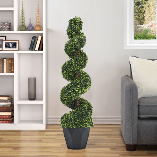 2 Pack Artificial Plants Topiary Spiral Boxwood Trees, 120CM 2