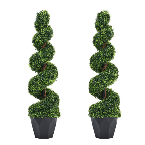 2 Pack Artificial Plants Topiary Spiral Boxwood Trees, 120CM 1