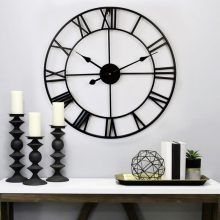 Extra Large Roman Numerals Skeleton Wall Clock Big Giant Open Face Round Home