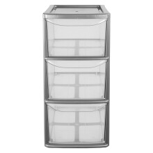 Silver 3 Drawer Storage Tower Unit With Clear Spacious Drawers