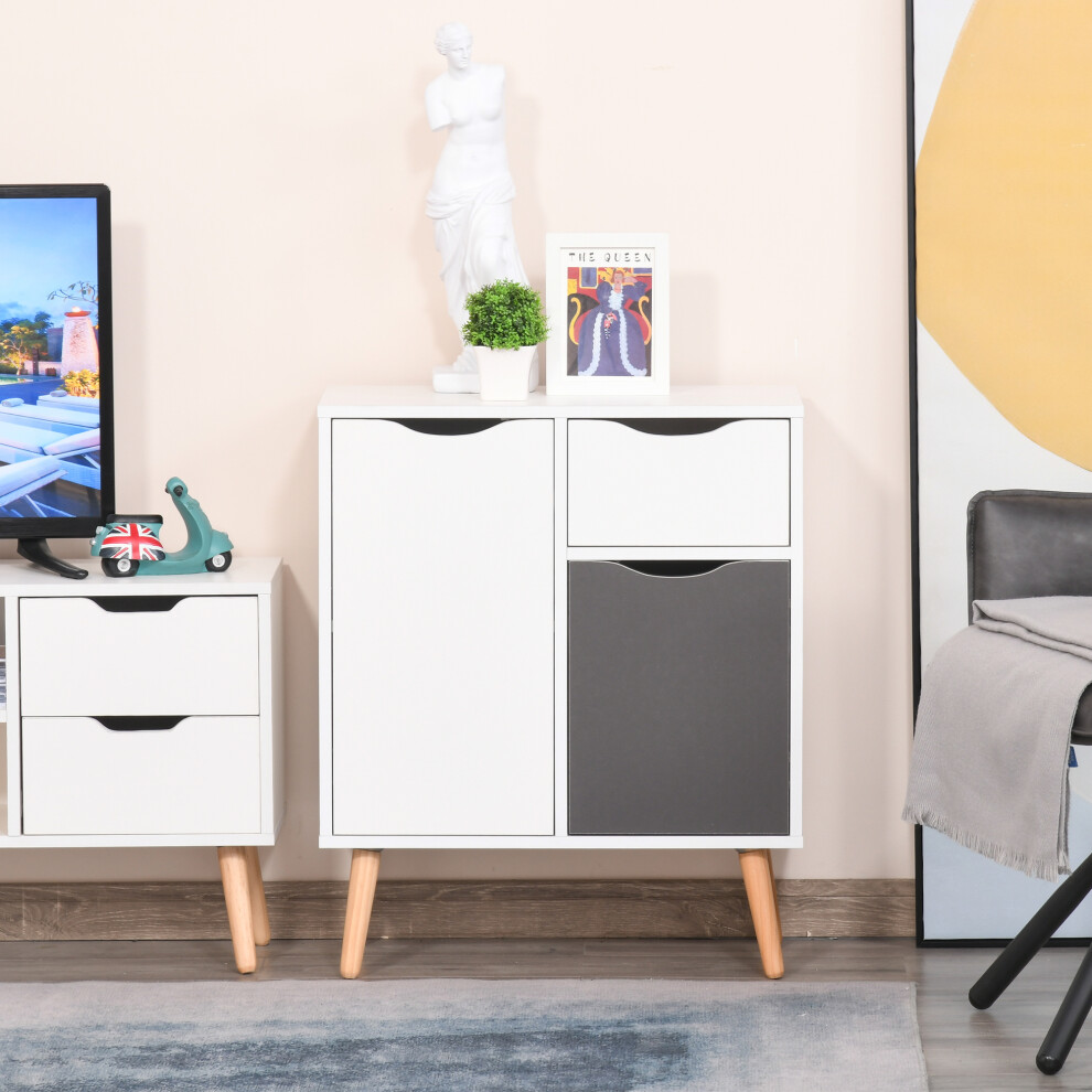 Homcom Floor Cabinet Storage Cupboard Sideboard With Drawer For Bedroom