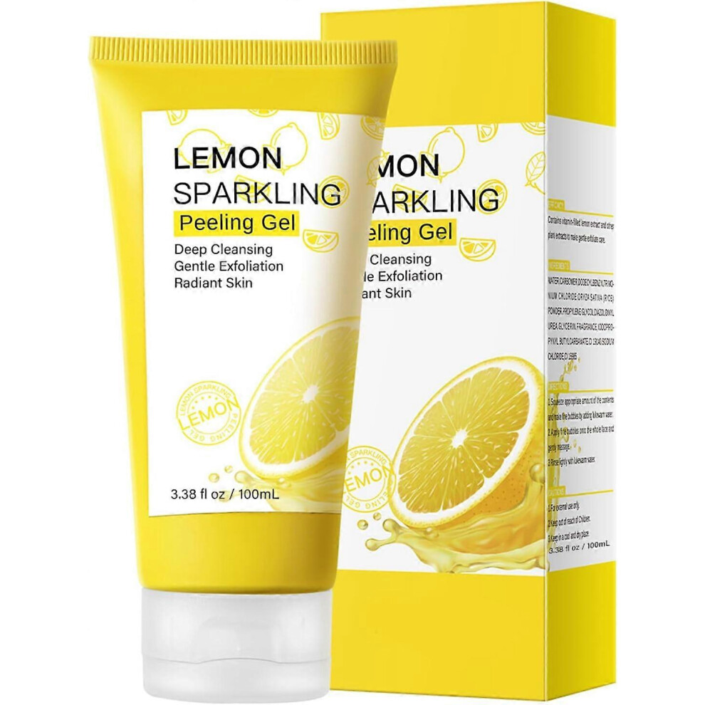 (2 Pcs) Lemon Sparkling Peeling Gel,Lemon Exfoliating Gel,Natural Face Scrub Exfoliator for Blackhead,Dead Skin Remover for Face