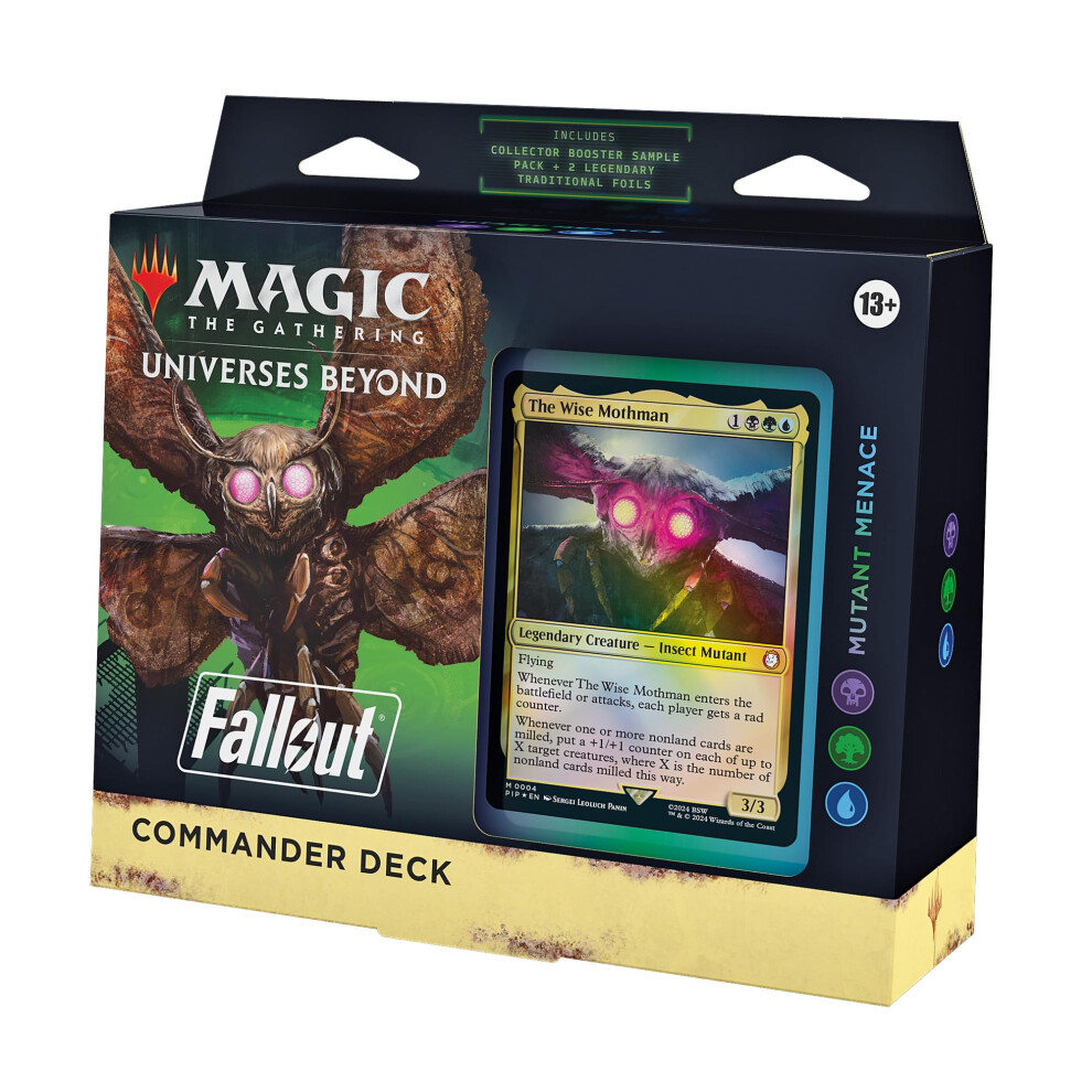Magic The Gathering Magic: The Gathering Fallout Commander Deck - Mutant Menace (100-Card Deck 2-Card Collector Booster Sample Pack + Accessories)