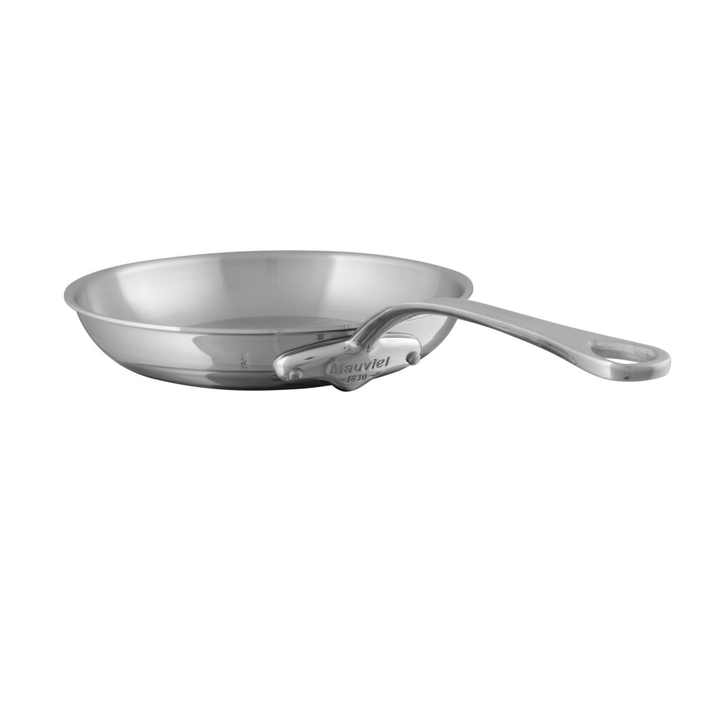 Mauviel M'Cook 5-Ply Polished Stainless Steel Fying Pan With Cast Stai