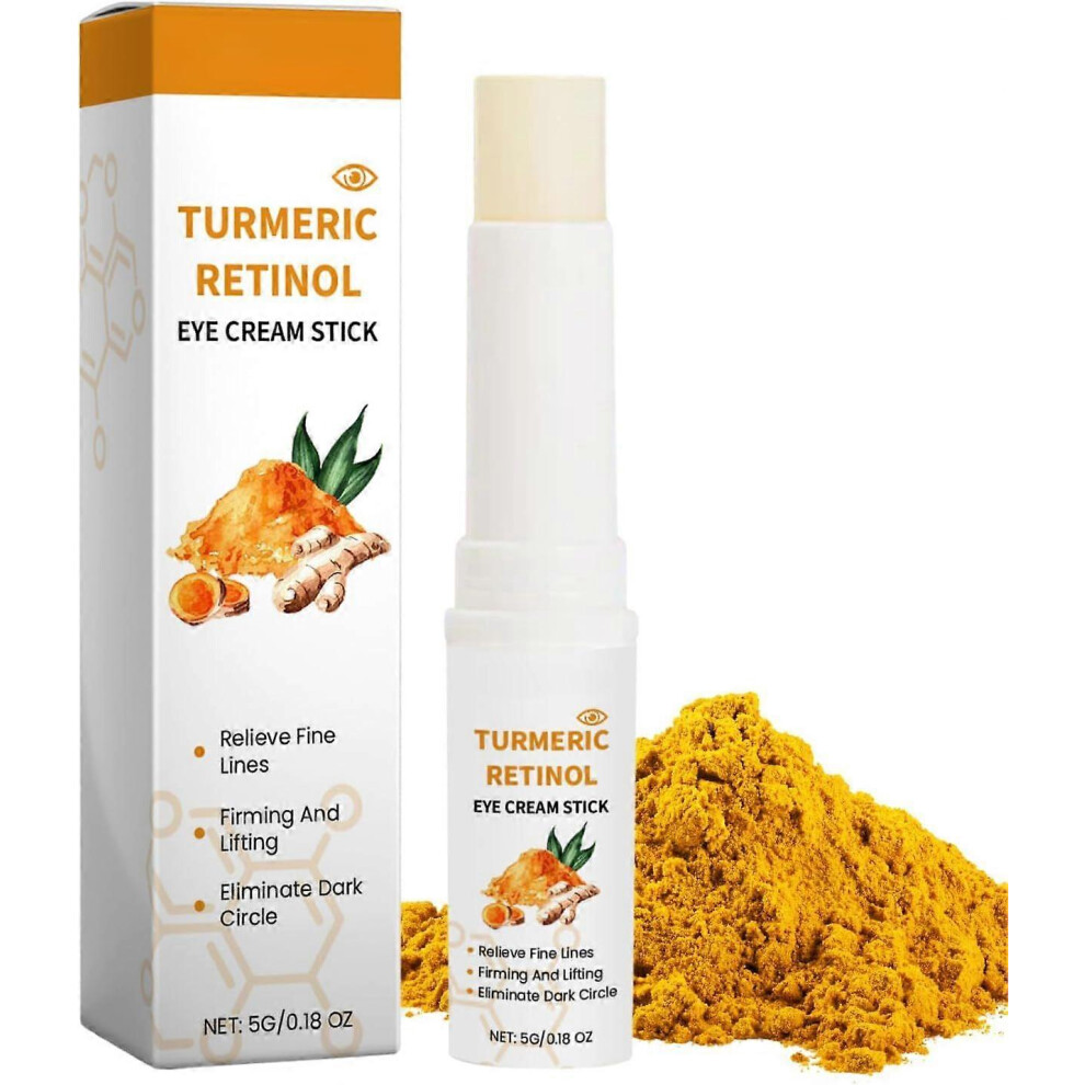 (3Pcs) Turmeric Retinol Eye Cream Stick, Under Eye Cream Stick for Dark Circles and Puffy Eyes, Anti-Wrinkle Eye Cream to Smooth and Firm, Reduces Fine Lines