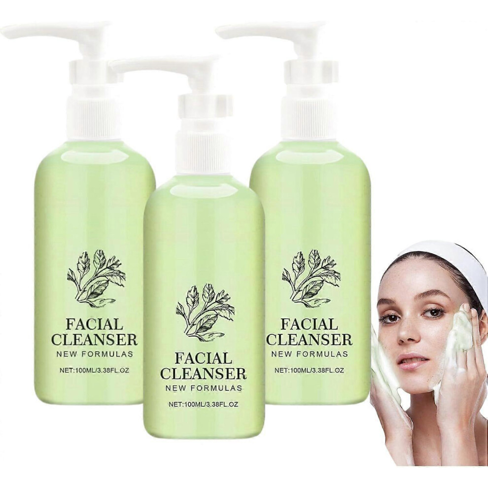 (3PCS) Green Tea Cleanser Hydrating Facial Cleanser, Gentle PH-Balanced Face Wash for Deep Cleansing, Hydration & Radiance - Ideal for All Skin Types