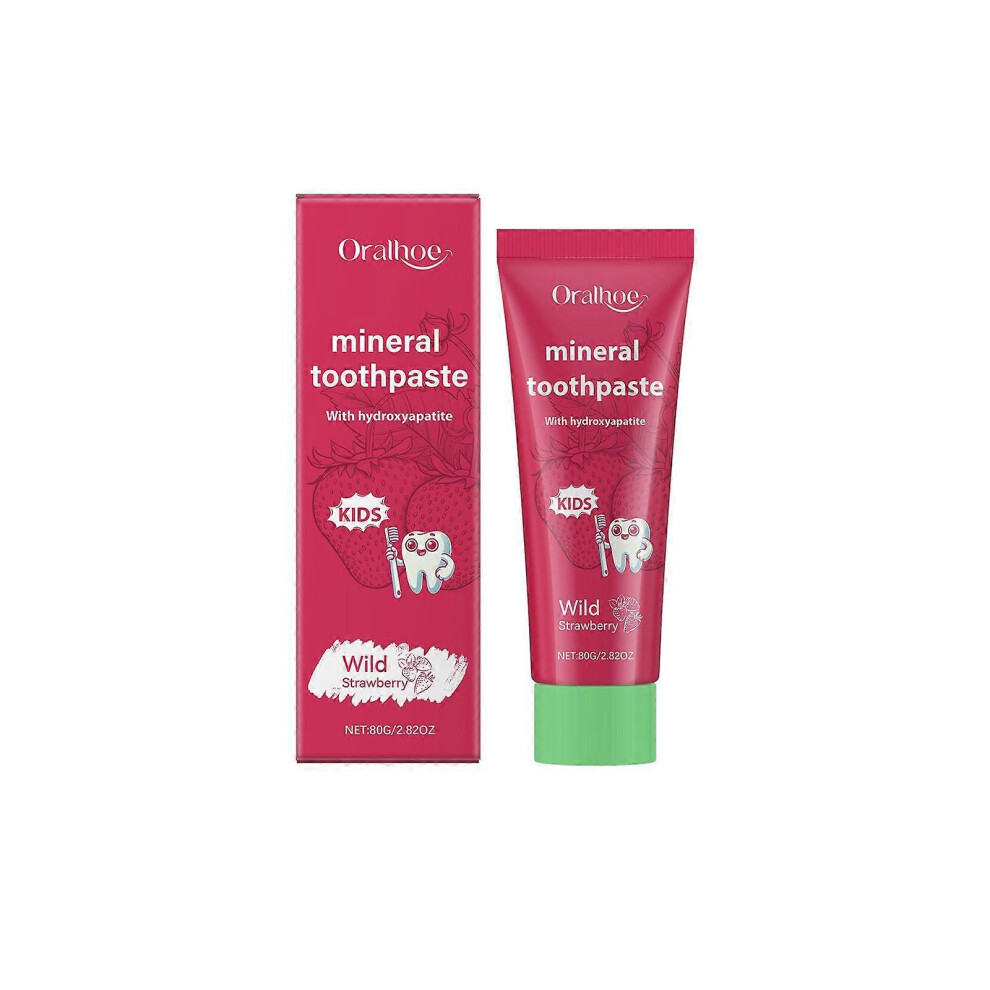 (2PCS) 80g Mineral Toothpaste For Kids, Natural Wild Strawberry Hydroxyapatite Toothpaste, Fluoride Free Toothpaste Remineralising Enamel Repair, Helps Sensi