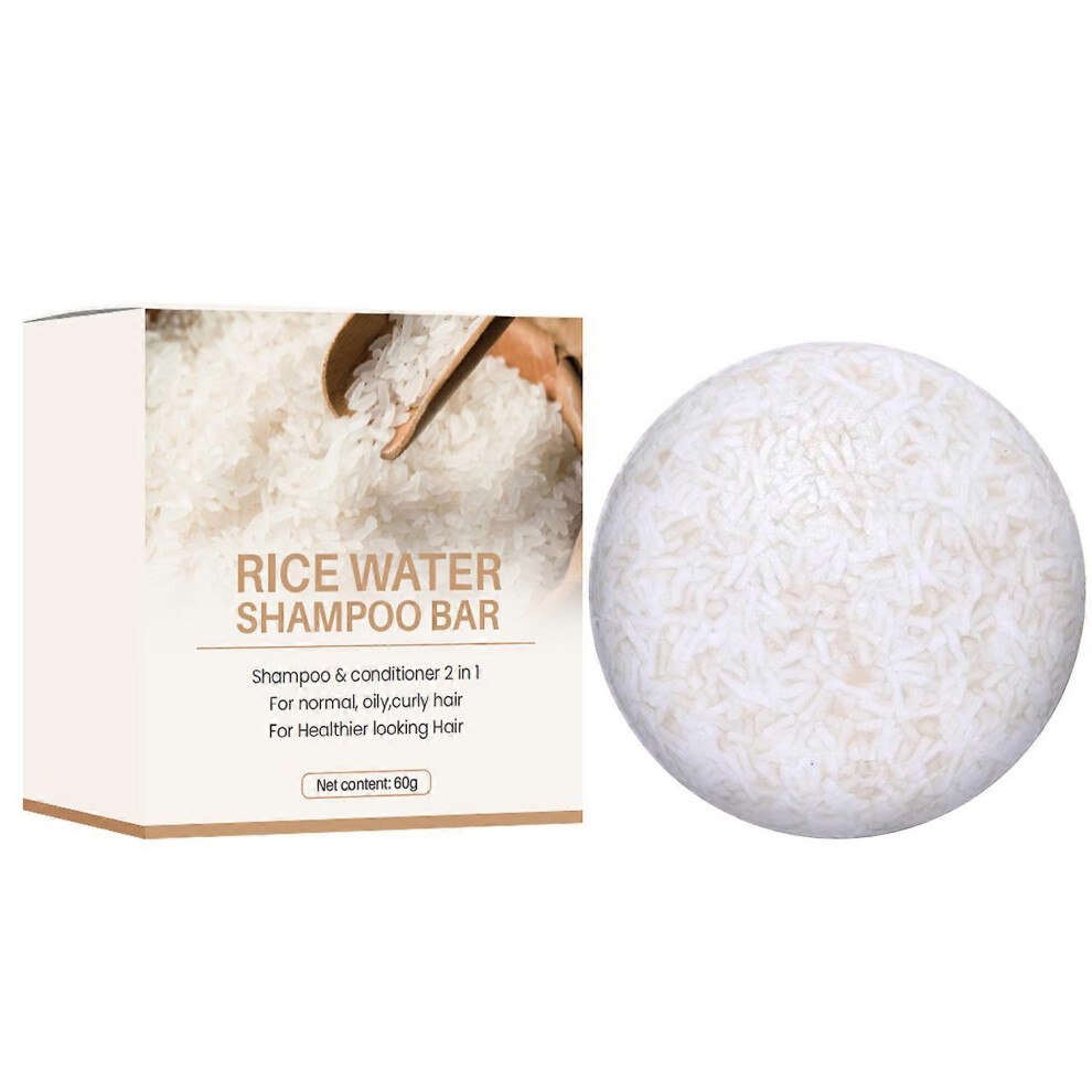 (2PCS) Rice Water Shampoo Bar for Hair Growth, 2 in 1 Natural Rice Shampoo and Conditioner Bar for Thinning Hair, Hair Loss, Strengthen Root, Repair Damage H