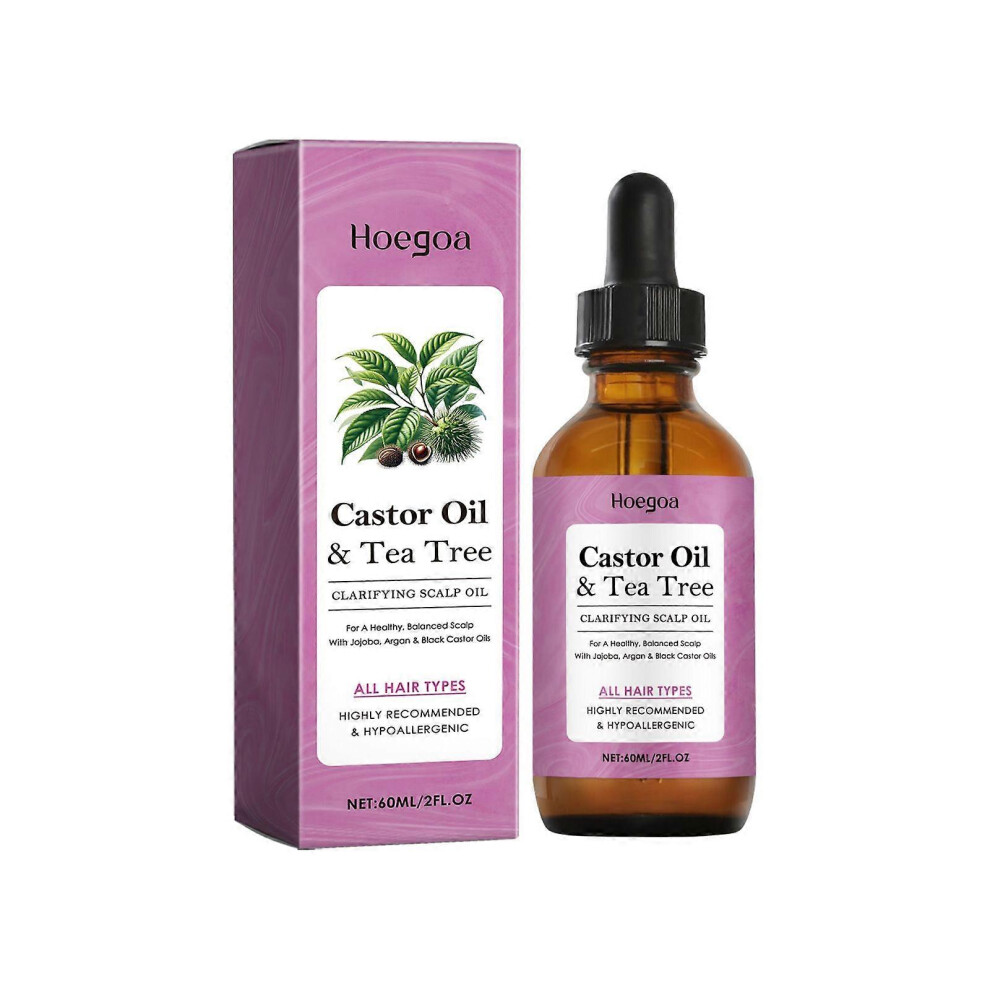 (1PCS) Castor Oil & Tea Tree Clarifying Scalp Oil, 60ml Organic Castor Oil for A Healthy, Balanced Scalp - Moisturizes the Scalp, Reduce Scalp Dryness and Di