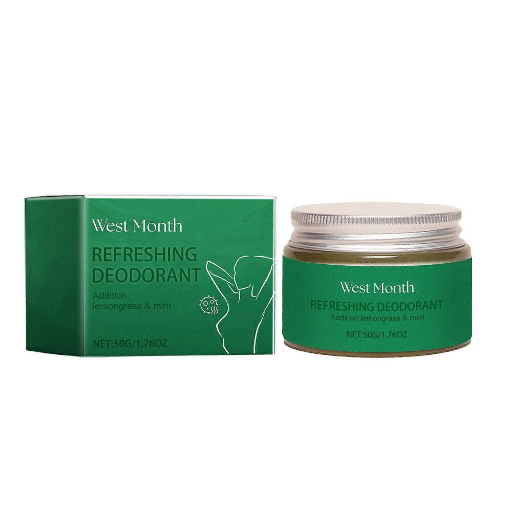 (2PCS) Lemon Grass Mint Deodorant Cream, Armpit Antiperspirant Deodorant Cream, Effective Protection Against Sweat Odour, with Shea Butter and Jojoba Oil, Fr