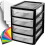 Black 4 Pull Out Drawers A4 Desktop Plastic Storage Drawers 2
