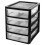 Black 4 Pull Out Drawers A4 Desktop Plastic Storage Drawers 3