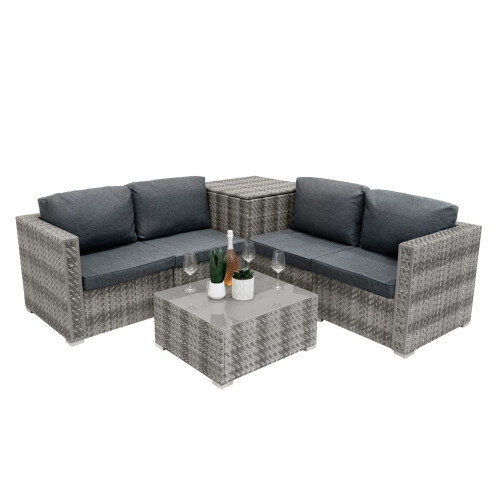 Rattan Modular 6-teiliges Möbelset – Grau