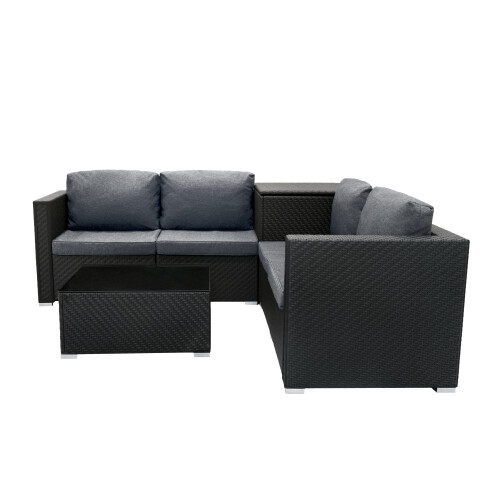 Rattan Modular 6-teiliges Möbelset – Schwarz 2
