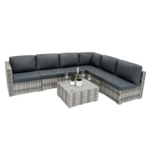 Rattan Modular 7-teiliges Möbelset – Grau