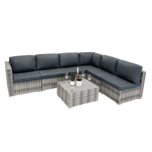 Rattan Modular 7-teiliges Möbelset – Grau