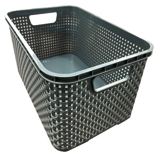 Grey 4 Drawer Stylish Rattan Effect Storage Tower Commode Baskets 1