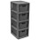 Grey 4 Drawer Stylish Rattan Effect Storage Tower Commode Baskets 1