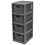 Grey 4 Drawer Stylish Rattan Effect Storage Tower Commode Baskets 3