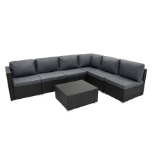 Rattan Modular 7-teiliges Möbelset – Schwarz