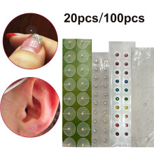 (Golden -100 stickers)20pcs/100pcs Acupuncture Magnetic Beads Auricular Ear Stickers Massage Ear stickers