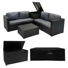 Rattan Modulares 6-teiliges Möbelset mit Aufbewahrungsbox 996L - Schwarz