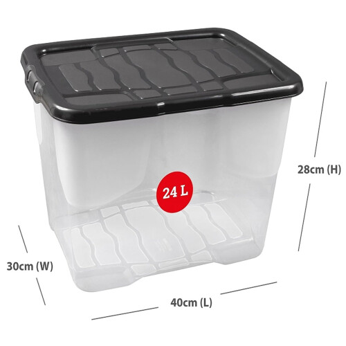 Pack Of 5 Strong Durable 24 Litre Curve Plastic Storage Boxes 1