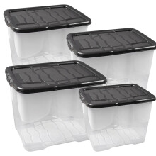 Pack Of 5 Strong Durable 24 Litre Curve Plastic Storage Boxes