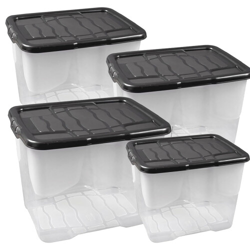 Pack Of 5 Strong Durable 24 Litre Curve Plastic Storage Boxes