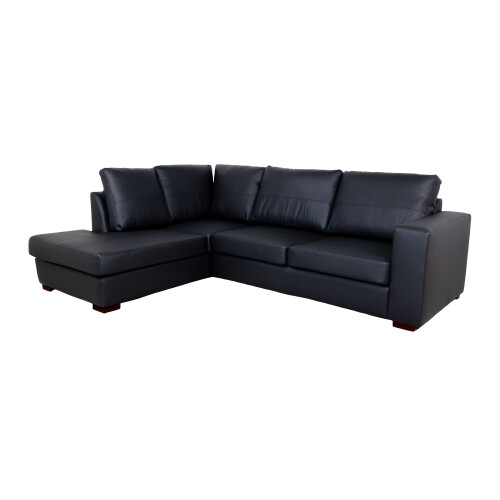 WESTPOINT VENICE BIG CORNER SOFA FAUX LEATHER BLACK LEFT HAND SIDE