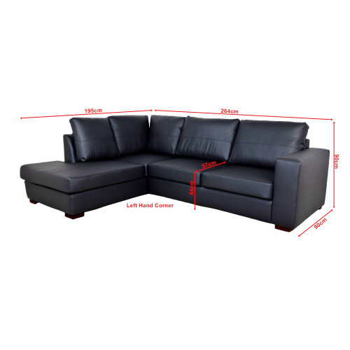 WESTPOINT VENICE BIG CORNER SOFA FAUX LEATHER BLACK LEFT HAND SIDE 1