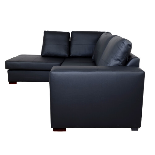 WESTPOINT VENICE BIG CORNER SOFA FAUX LEATHER BLACK LEFT HAND SIDE 2