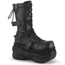 (UK  8/EU 41/US 9) DemoniaCult Mens Boots BOXER-230 Blk Vegan Leather