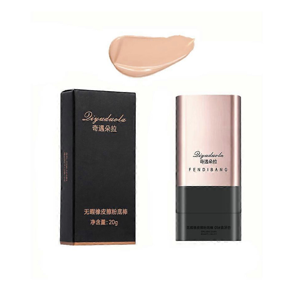 (Ivory white) 2 In 1- Luxury Anti-Wrinkle Foundation Stick, Flawless Eraser Foundation Stick With Brush, Contour Stick Foundation Face Stick, Makeup Eraser Foundati