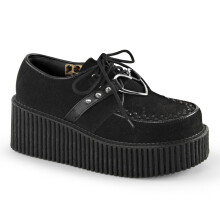 (UK 4/EU 37/US 7) DemoniaCult Womens Low Shoe CREEPER-206 Blk Vegan Suede-Vegan Leather