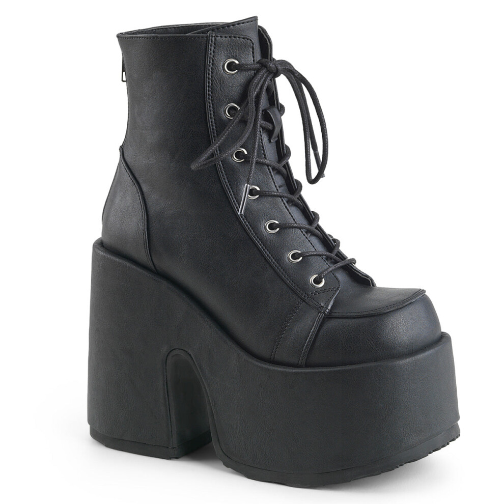 (UK 7/EU 40/US 10) DemoniaCult Womens Ankle Boots CAMEL-203 Blk Vegan Leather