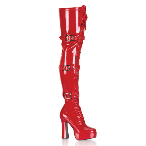 (UK 11/EU 44/US 14) Pleaser Womens Boots ELECTRA-3028 Red Str Pat
