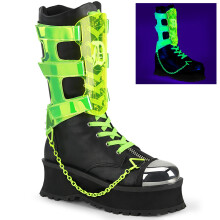 (UK  6/EU 39/US 7) DemoniaCult Mens Boots GRAVEDIGGER-255 Blk Vegan Leather