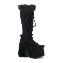 (UK 4/EU 37/US 7) DemoniaCult Womens Boots CAMEL-311 Blk Vegan Suede