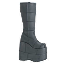 (UK 3/EU 36/US 4) DemoniaCult Mens Boots STACK-301 Blk Vegan Leather